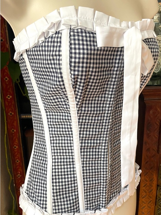 Fredericks of Hollywood Vintage Black & White Gingham Corset Large - Picture 6 of 6